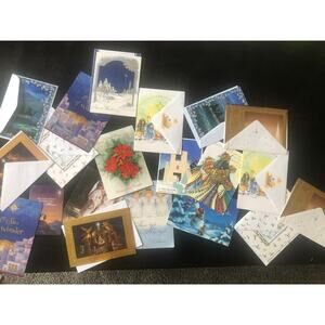 Christmas Card Lot Of 20 Some Have Envelopes Unused Vintage P7